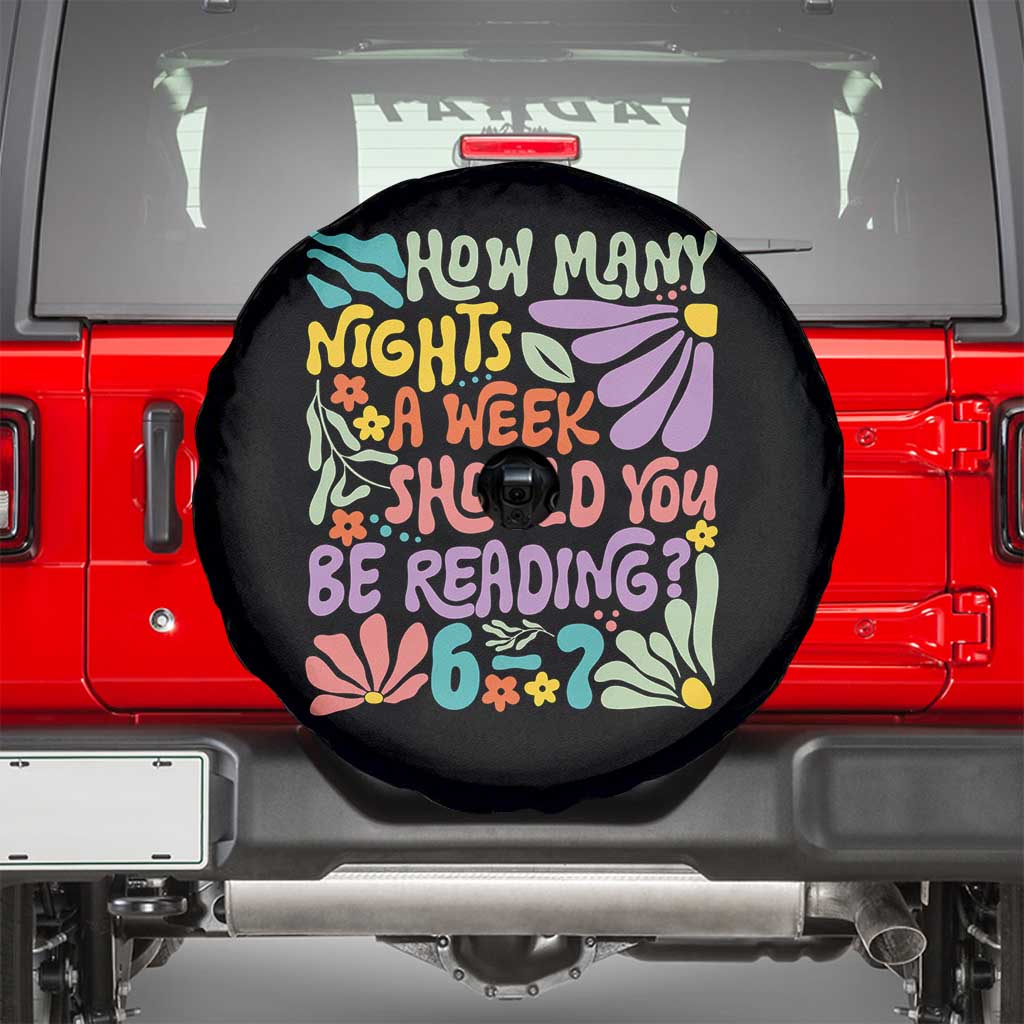 How Many Nights Should You Be Reading 6 7 Spare Tire Cover Retro Funny 67 Six Seven Meme Book Lover - Wonder Print Shop