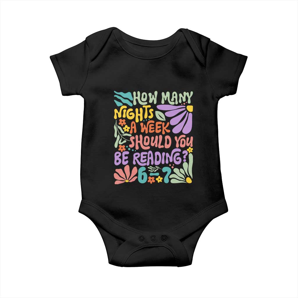 How Many Nights Should You Be Reading 6 7 Baby Onesie Retro Funny 67 Six Seven Meme Book Lover - Wonder Print Shop