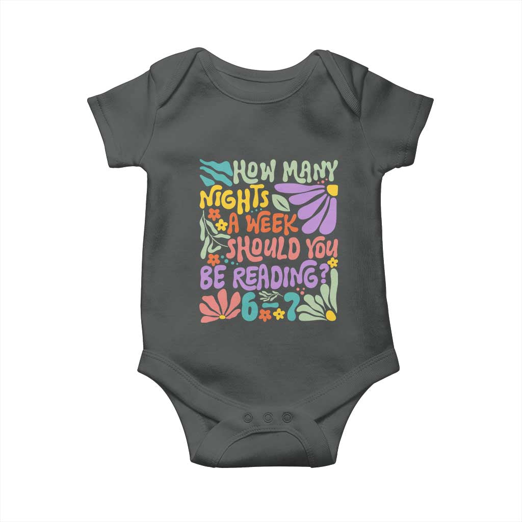 How Many Nights Should You Be Reading 6 7 Baby Onesie Retro Funny 67 Six Seven Meme Book Lover - Wonder Print Shop