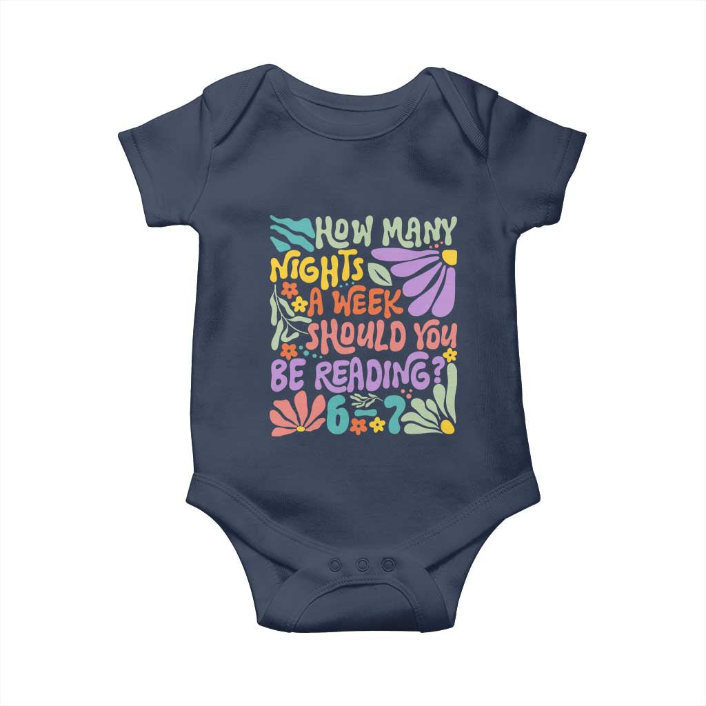 How Many Nights Should You Be Reading 6 7 Baby Onesie Retro Funny 67 Six Seven Meme Book Lover - Wonder Print Shop