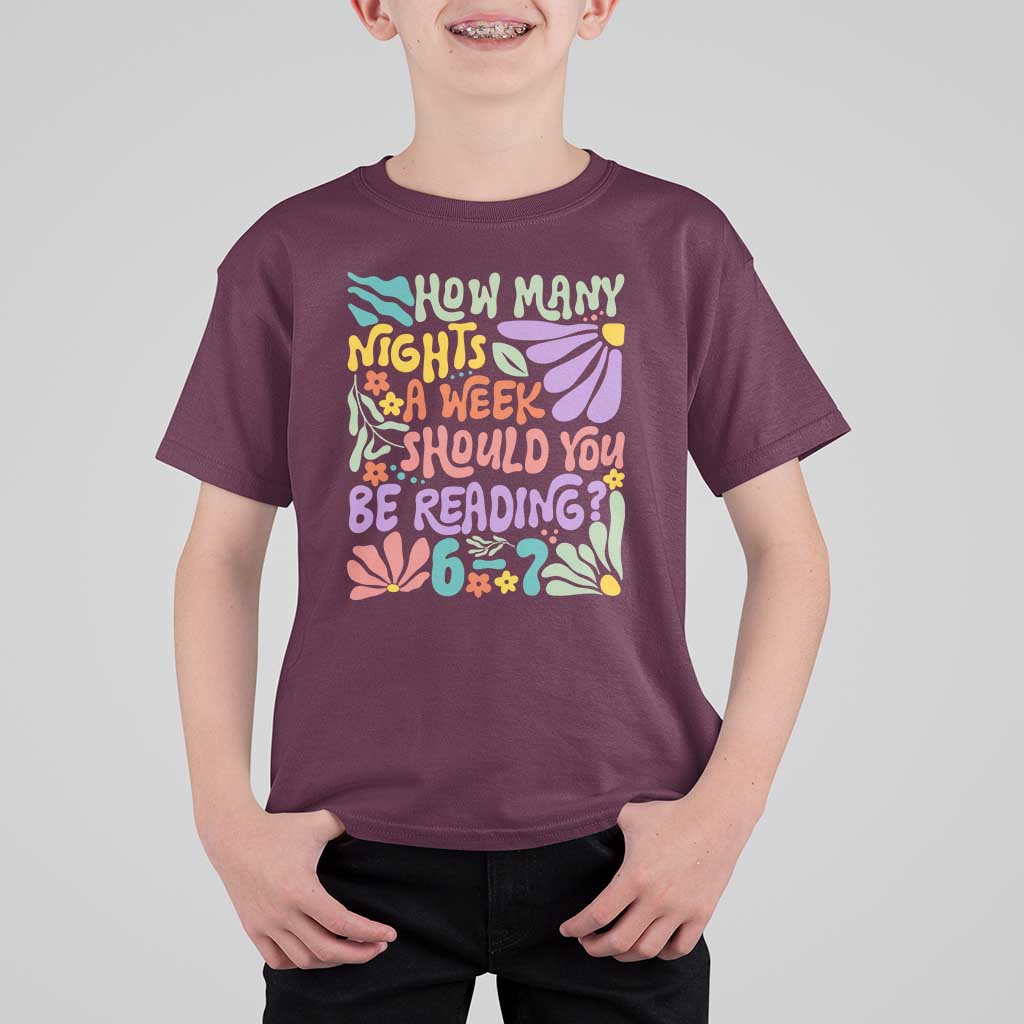 How Many Nights Should You Be Reading 6 7 T Shirt For Kid Retro Funny 67 Six Seven Meme Book Lover - Wonder Print Shop