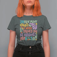 How Many Nights Should You Be Reading 6 7 T Shirt For Women Retro Funny 67 Six Seven Meme Book Lover - Wonder Print Shop