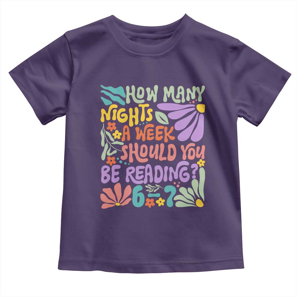 How Many Nights Should You Be Reading 6 7 Toddler T Shirt Retro Funny 67 Six Seven Meme Book Lover - Wonder Print Shop