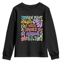 How Many Nights Should You Be Reading 6 7 Youth Sweatshirt Retro Funny 67 Six Seven Meme Book Lover - Wonder Print Shop