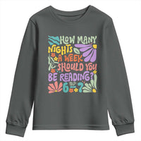 How Many Nights Should You Be Reading 6 7 Youth Sweatshirt Retro Funny 67 Six Seven Meme Book Lover - Wonder Print Shop