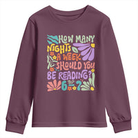How Many Nights Should You Be Reading 6 7 Youth Sweatshirt Retro Funny 67 Six Seven Meme Book Lover - Wonder Print Shop