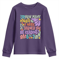 How Many Nights Should You Be Reading 6 7 Youth Sweatshirt Retro Funny 67 Six Seven Meme Book Lover - Wonder Print Shop