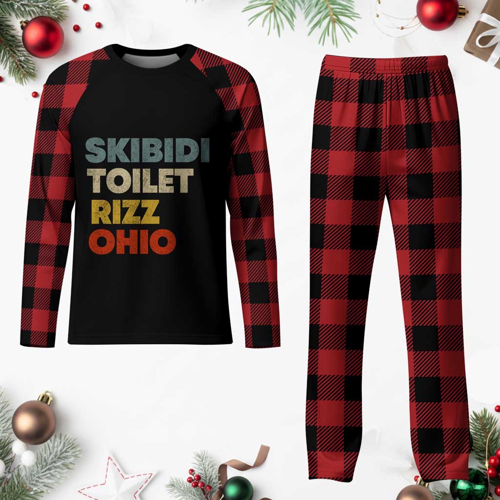 Skibidi Toilet Rizz Ohio Plaid Pajama Set Funny Gen Alpha Slang Rizzler Game - Wonder Print Shop