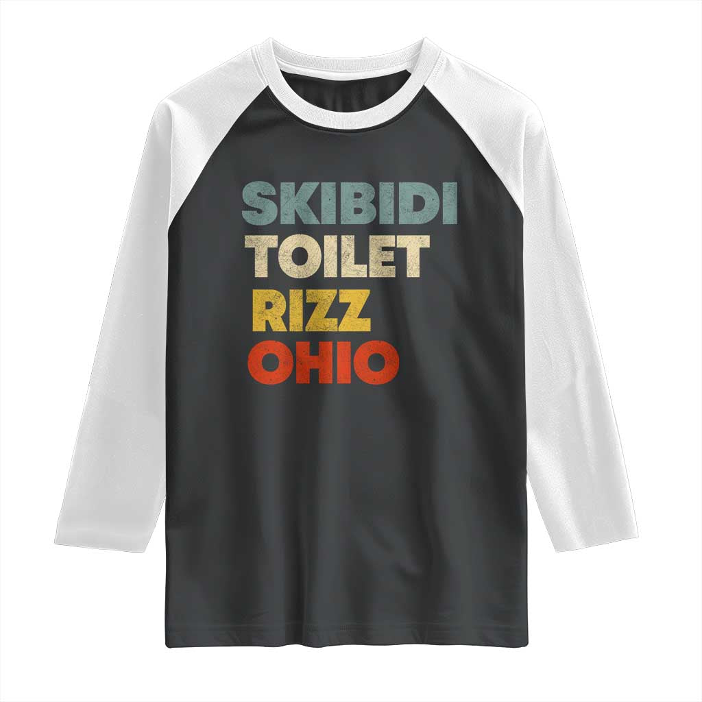 Skibidi Toilet Rizz Ohio Raglan Shirt Funny Gen Alpha Slang Rizzler Game