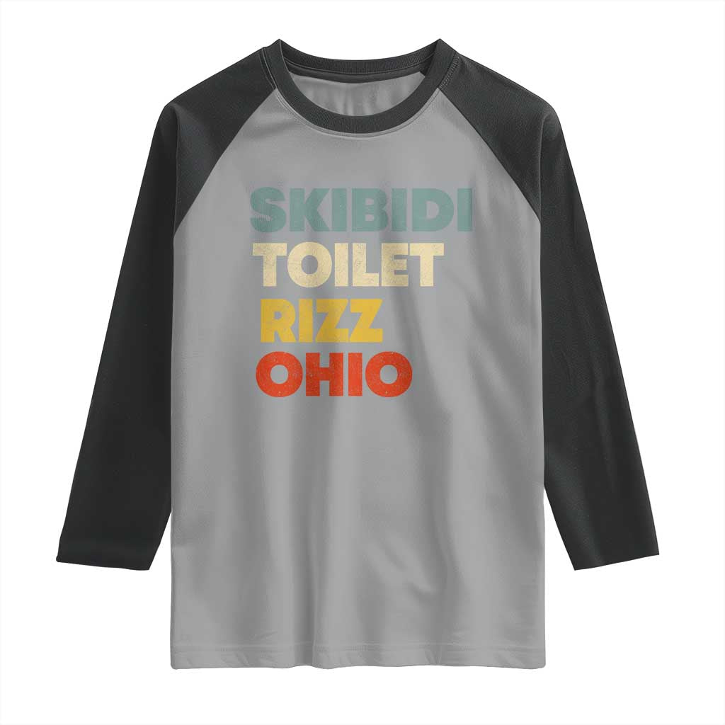Skibidi Toilet Rizz Ohio Raglan Shirt Funny Gen Alpha Slang Rizzler Game