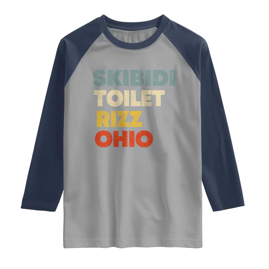 Skibidi Toilet Rizz Ohio Raglan Shirt Funny Gen Alpha Slang Rizzler Game