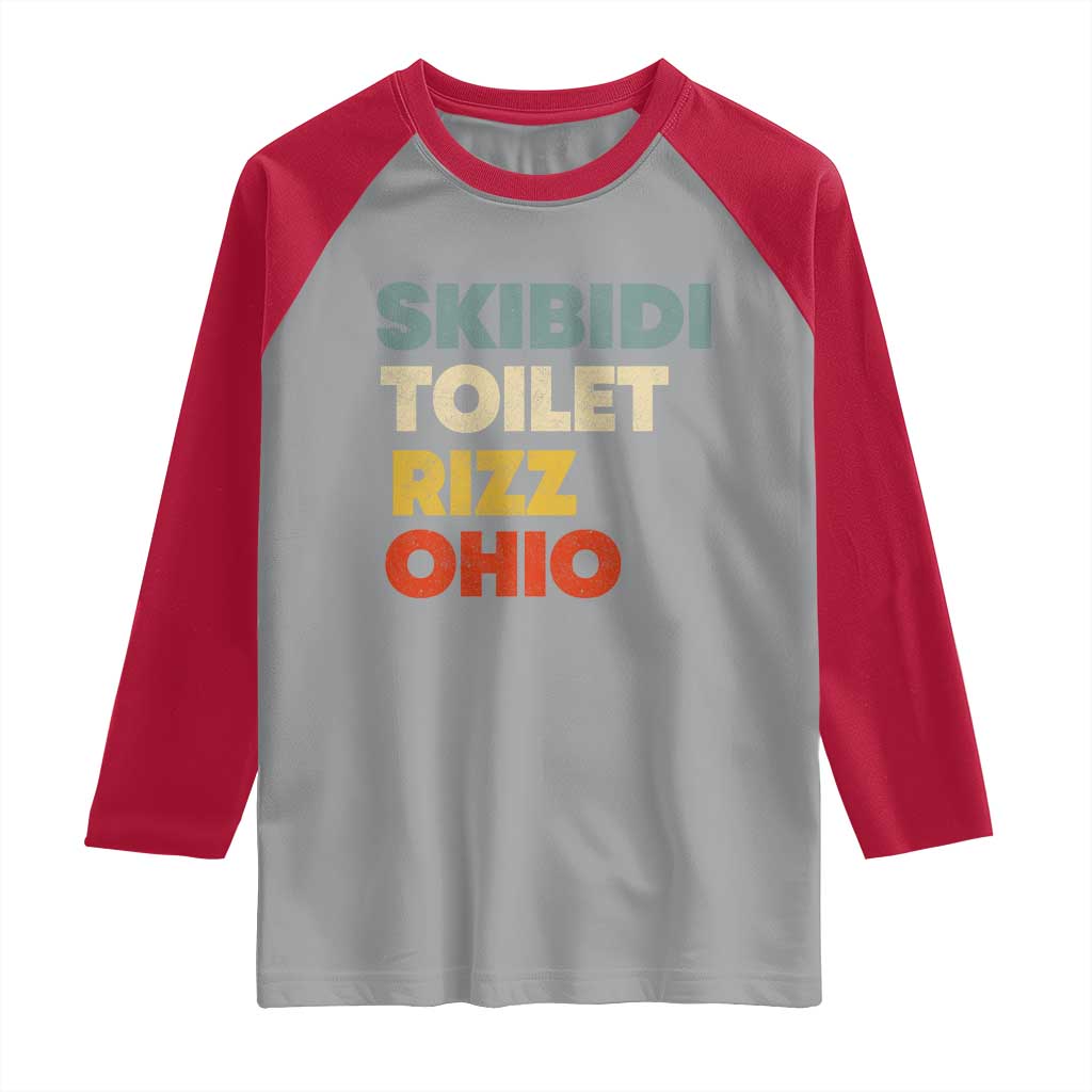 Skibidi Toilet Rizz Ohio Raglan Shirt Funny Gen Alpha Slang Rizzler Game