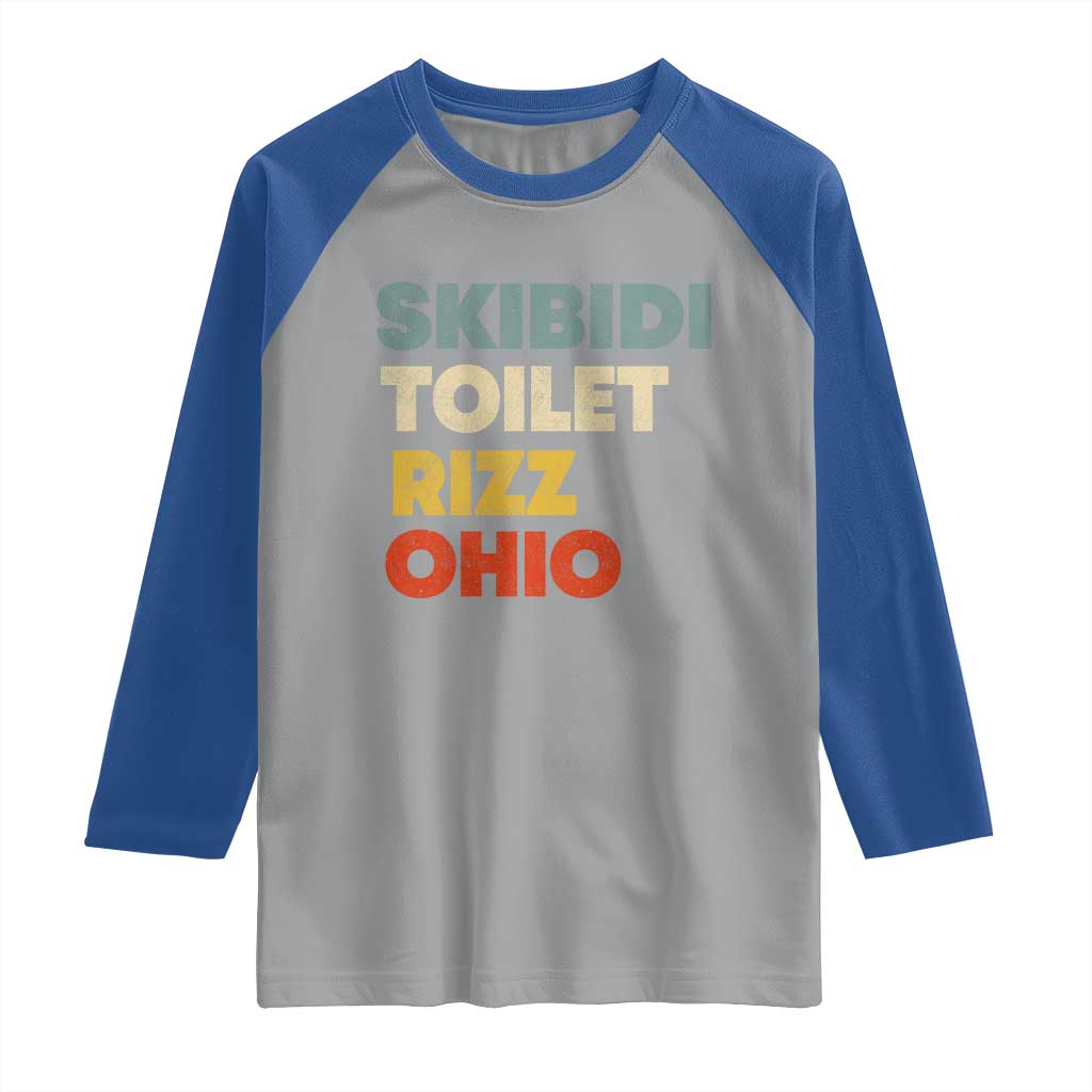 Skibidi Toilet Rizz Ohio Raglan Shirt Funny Gen Alpha Slang Rizzler Game