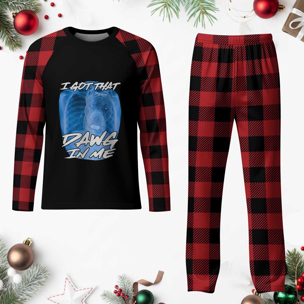 I Got That Dawg In Me Plaid Pajama Set Funny Pitbull Xray Ironic Meme Viral Quote - Wonder Print Shop