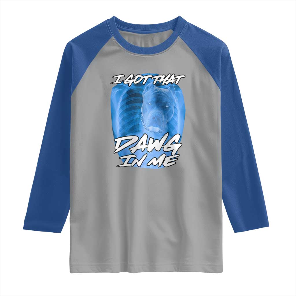 I Got That Dawg In Me Raglan Shirt Funny Pitbull Xray Ironic Meme Viral Quote