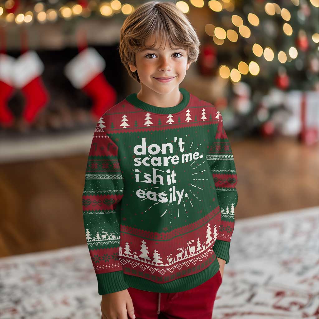 Funny Sarcastic Quote Ugly Christmas Sweater Don't Scare Me I Shit Easily - Wonder Print Shop