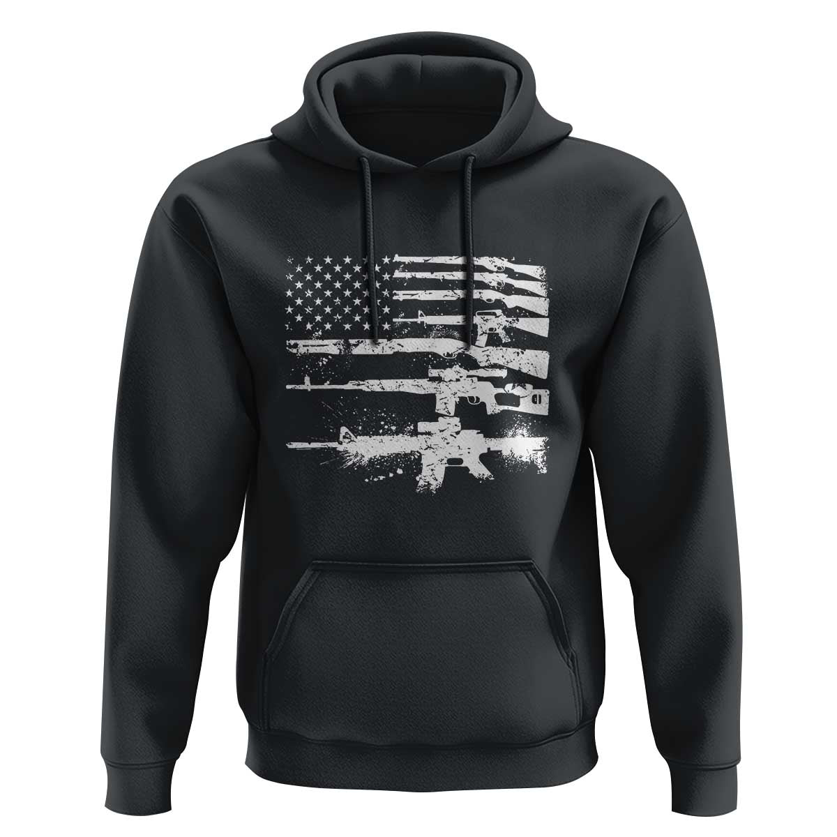 Machine Guns American Flag Hoodie For Gun Owner Lover 2A Retro Vintage