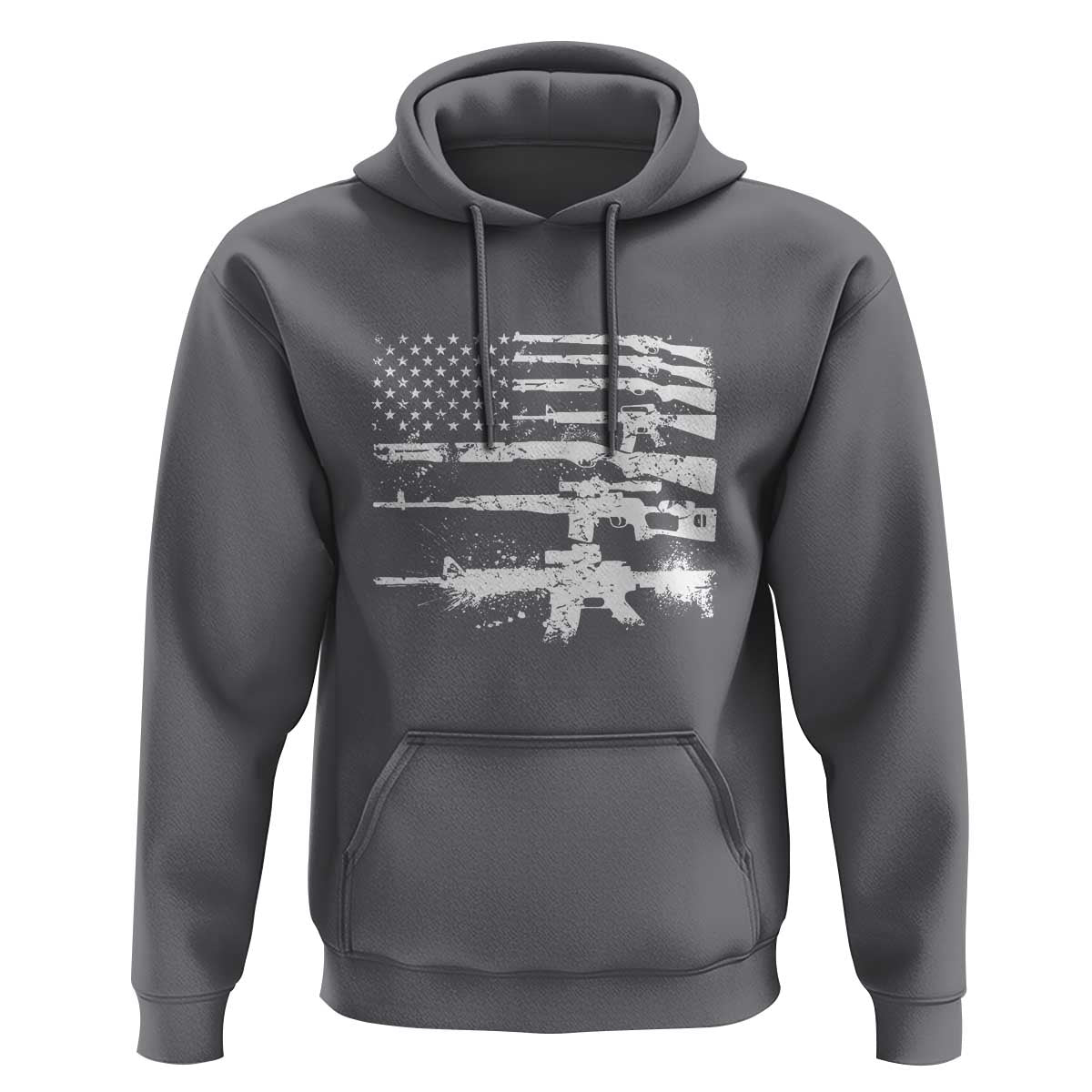 Machine Guns American Flag Hoodie For Gun Owner Lover 2A Retro Vintage