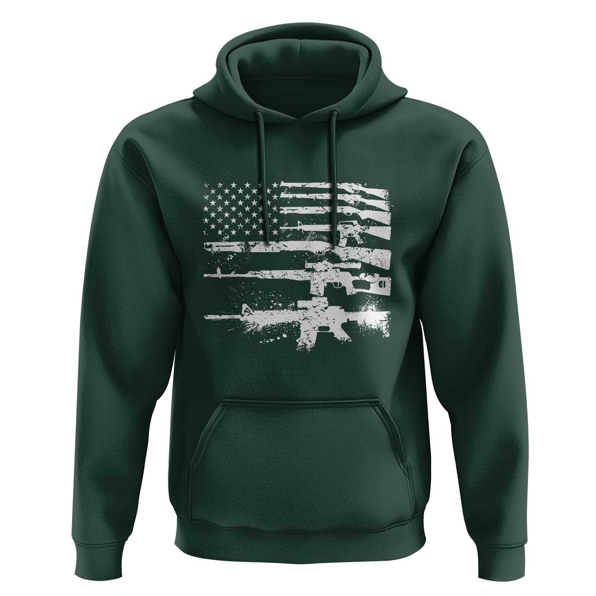 Machine Guns American Flag Hoodie For Gun Owner Lover 2A Retro Vintage