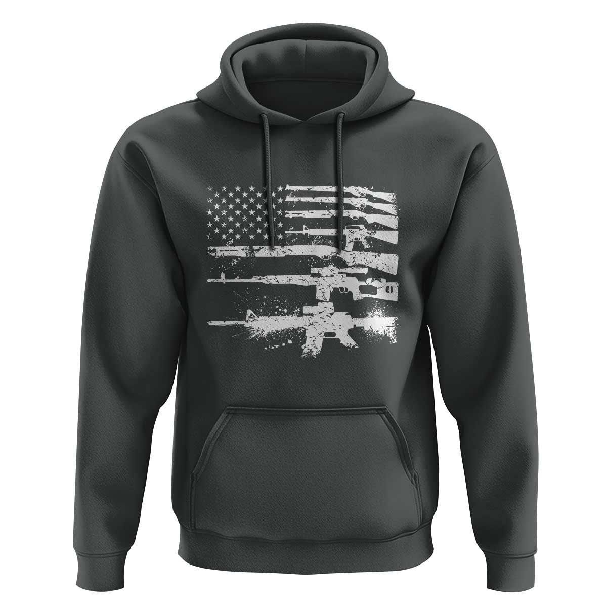 Machine Guns American Flag Hoodie For Gun Owner Lover 2A Retro Vintage