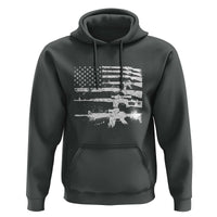 Machine Guns American Flag Hoodie For Gun Owner Lover 2A Retro Vintage