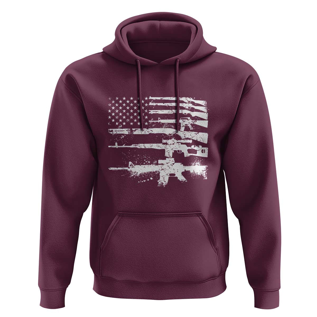 Machine Guns American Flag Hoodie For Gun Owner Lover 2A Retro Vintage