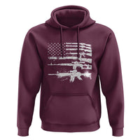Machine Guns American Flag Hoodie For Gun Owner Lover 2A Retro Vintage