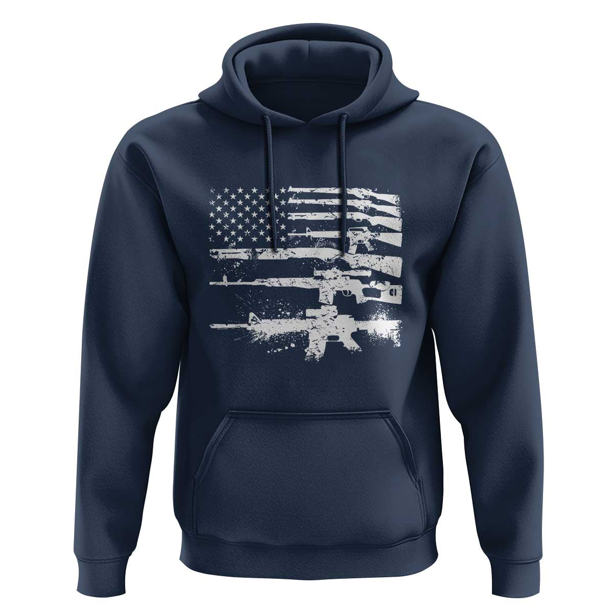 Machine Guns American Flag Hoodie For Gun Owner Lover 2A Retro Vintage