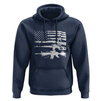 Machine Guns American Flag Hoodie For Gun Owner Lover 2A Retro Vintage