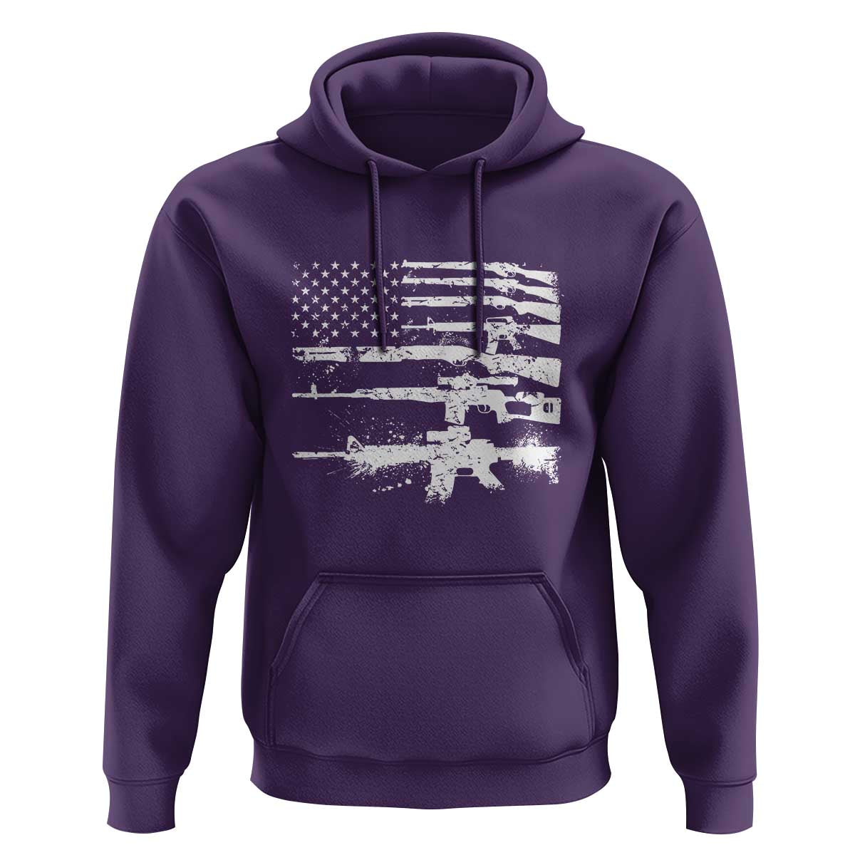 Machine Guns American Flag Hoodie For Gun Owner Lover 2A Retro Vintage