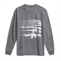 Machine Guns American Flag Long Sleeve Shirt For Gun Owner Lover 2A Retro Vintage