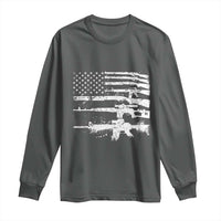 Machine Guns American Flag Long Sleeve Shirt For Gun Owner Lover 2A Retro Vintage