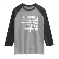 Machine Guns American Flag Raglan Shirt For Gun Owner Lover 2A Retro Vintage