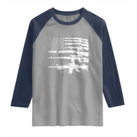 Machine Guns American Flag Raglan Shirt For Gun Owner Lover 2A Retro Vintage