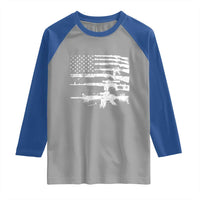 Machine Guns American Flag Raglan Shirt For Gun Owner Lover 2A Retro Vintage