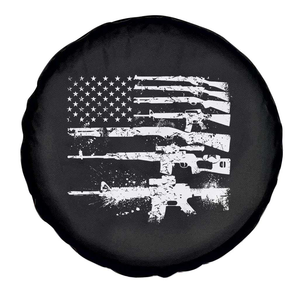 Machine Guns American Flag Spare Tire Cover For Gun Owner Lover 2A Retro Vintage