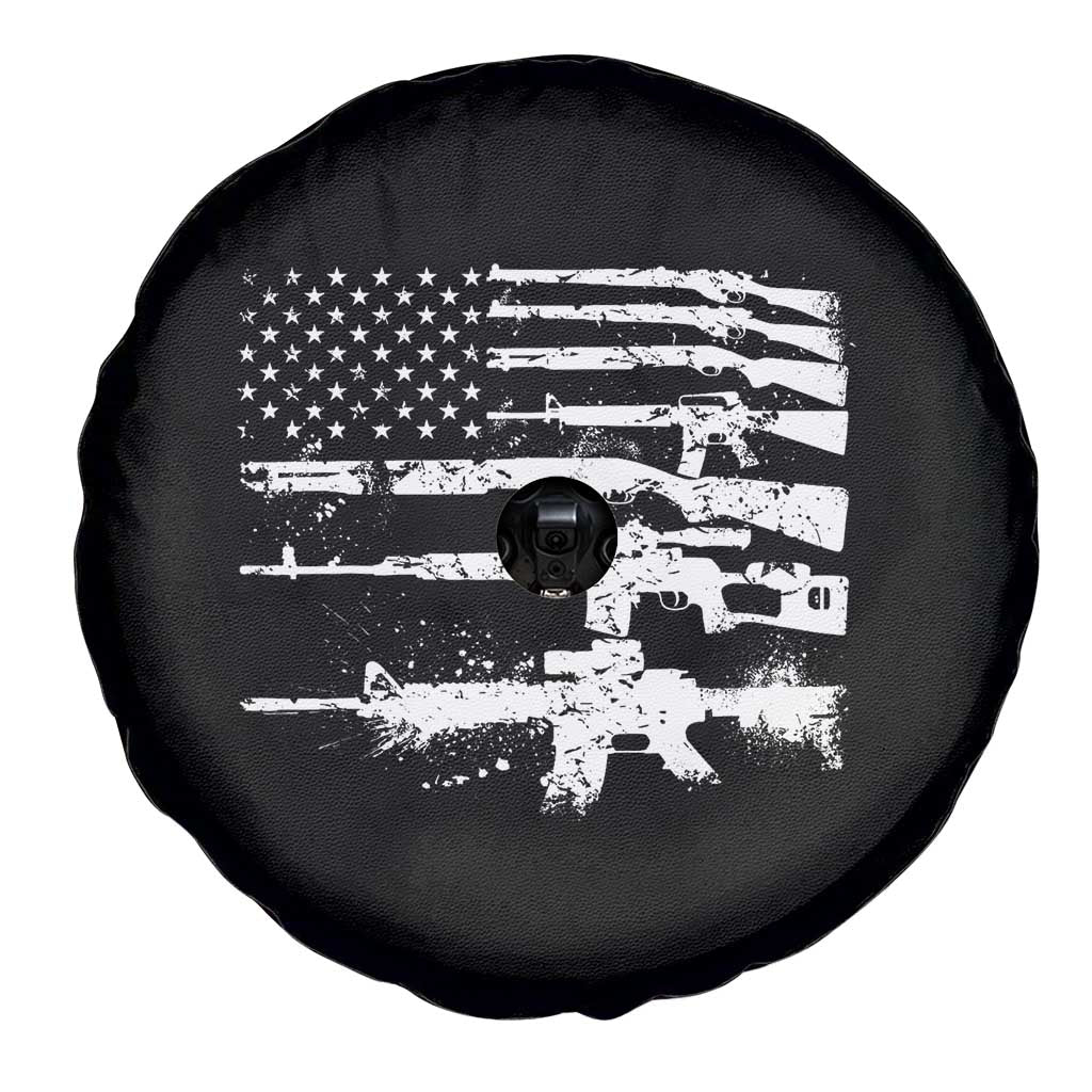 Machine Guns American Flag Spare Tire Cover For Gun Owner Lover 2A Retro Vintage