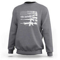 Machine Guns American Flag Sweatshirt For Gun Owner Lover 2A Retro Vintage
