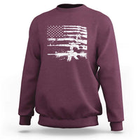 Machine Guns American Flag Sweatshirt For Gun Owner Lover 2A Retro Vintage