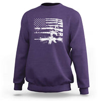 Machine Guns American Flag Sweatshirt For Gun Owner Lover 2A Retro Vintage