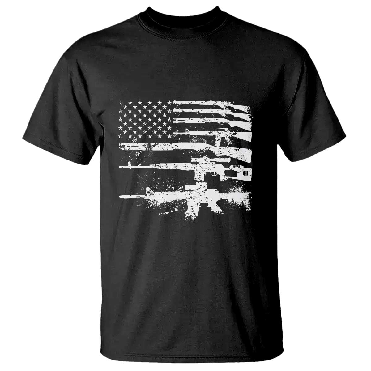 Machine Guns American Flag T Shirt For Gun Owner Lover 2A Retro Vintage