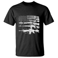 Machine Guns American Flag T Shirt For Gun Owner Lover 2A Retro Vintage