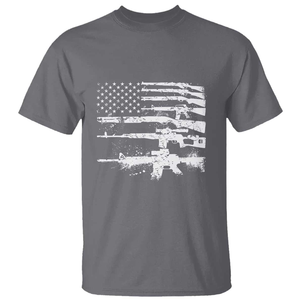 Machine Guns American Flag T Shirt For Gun Owner Lover 2A Retro Vintage