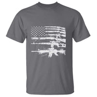 Machine Guns American Flag T Shirt For Gun Owner Lover 2A Retro Vintage