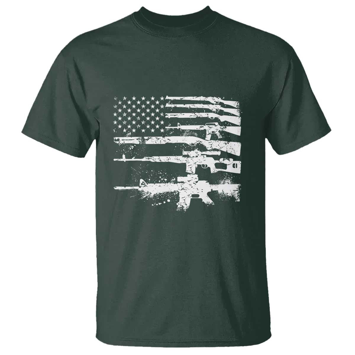 Machine Guns American Flag T Shirt For Gun Owner Lover 2A Retro Vintage