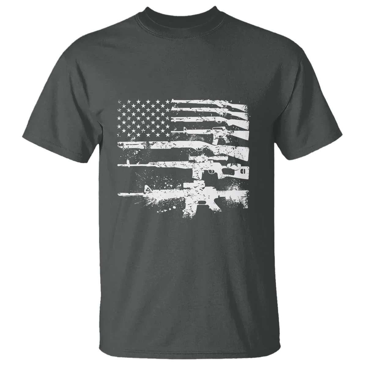 Machine Guns American Flag T Shirt For Gun Owner Lover 2A Retro Vintage