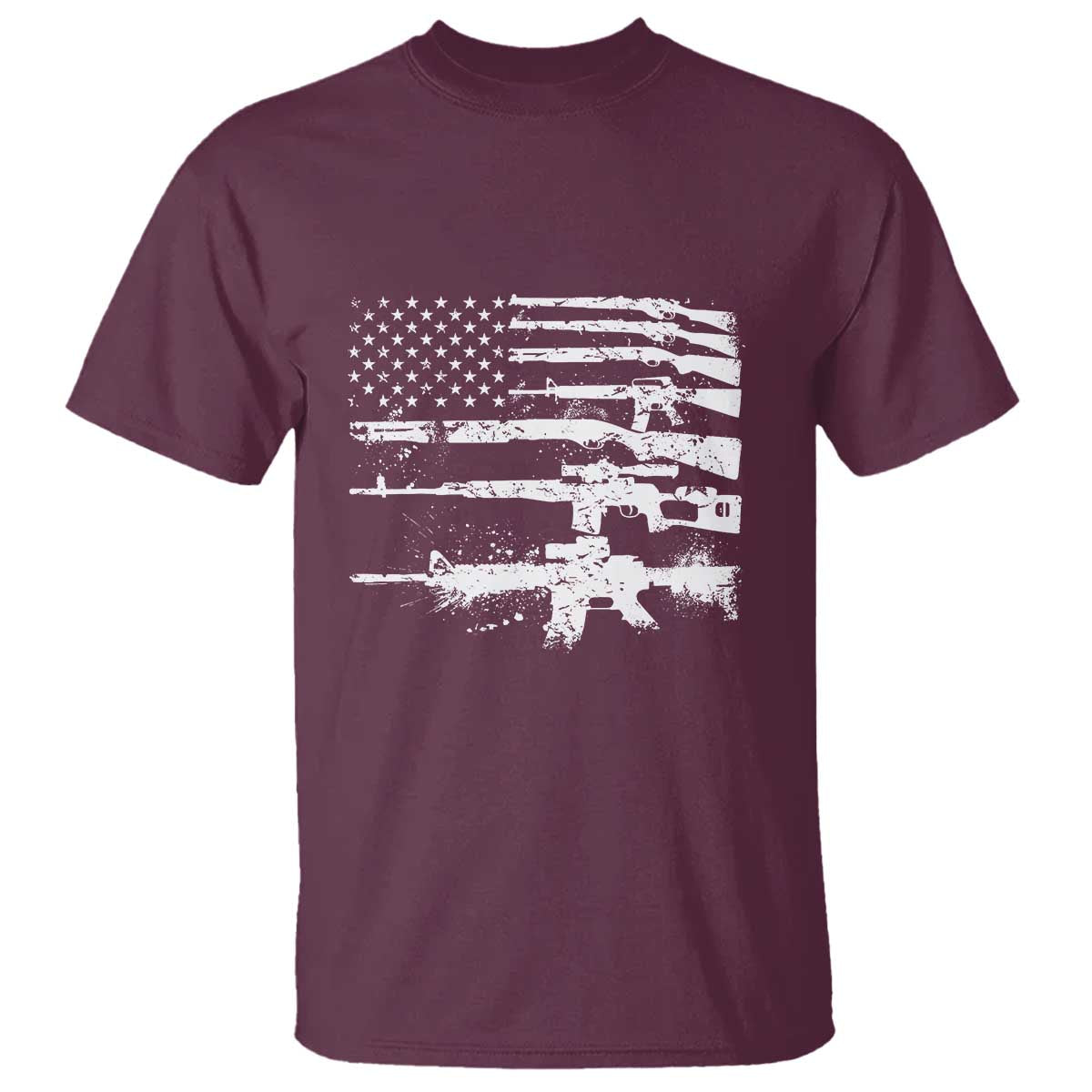 Machine Guns American Flag T Shirt For Gun Owner Lover 2A Retro Vintage
