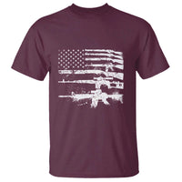 Machine Guns American Flag T Shirt For Gun Owner Lover 2A Retro Vintage
