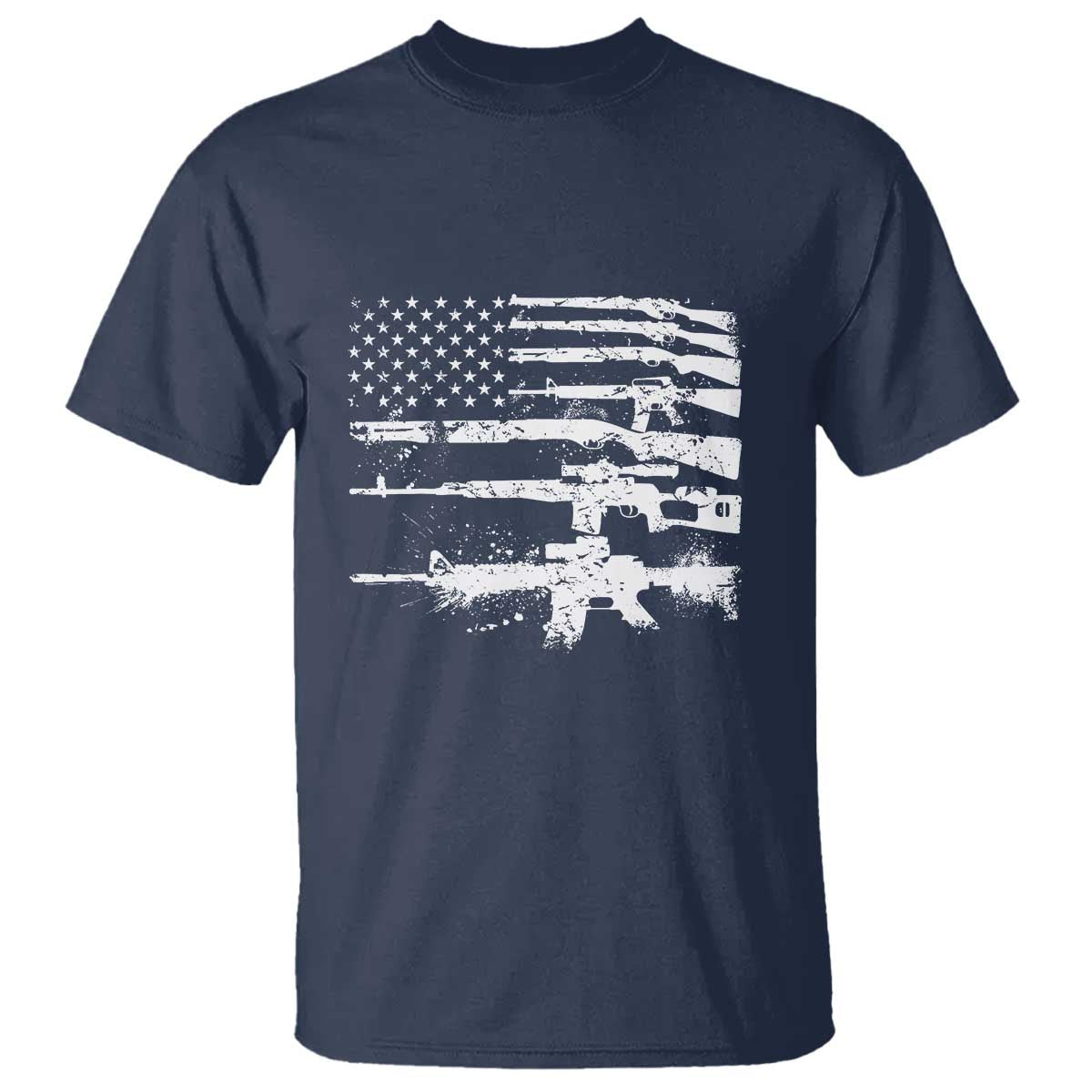 Machine Guns American Flag T Shirt For Gun Owner Lover 2A Retro Vintage