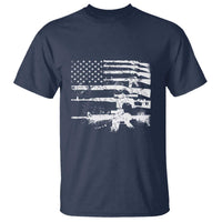 Machine Guns American Flag T Shirt For Gun Owner Lover 2A Retro Vintage